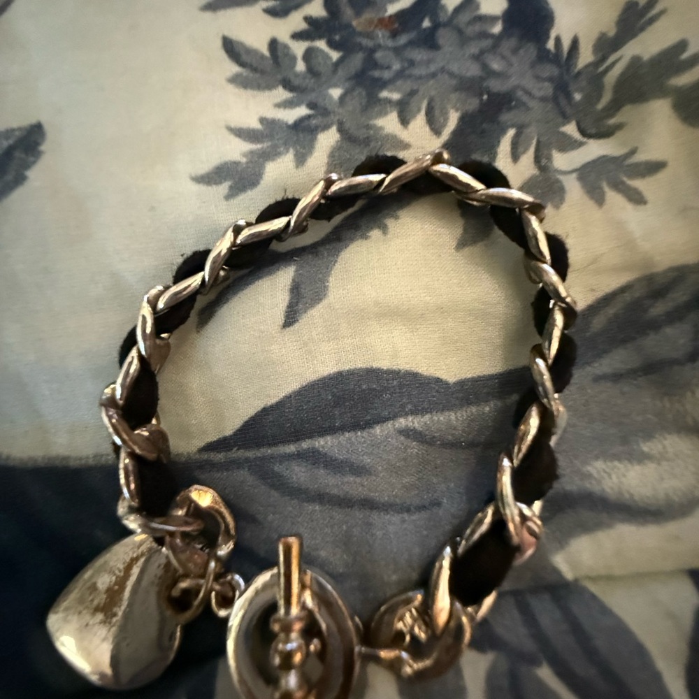 Silver and Black Braided Women's Bracelet